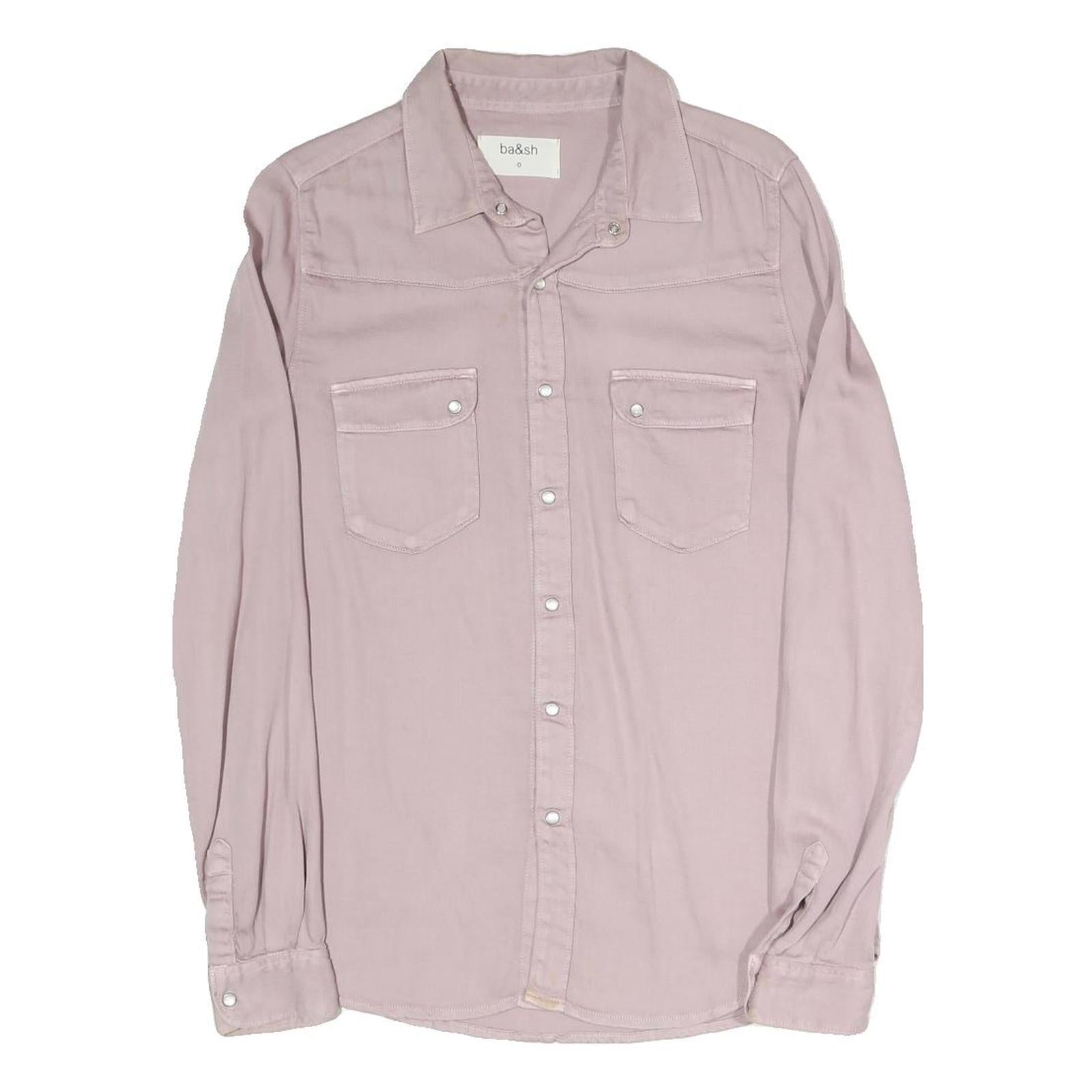BA&SH Mens Pink Pastel Cotton Blend Shirt S Casual Button-Up Long Sleeve