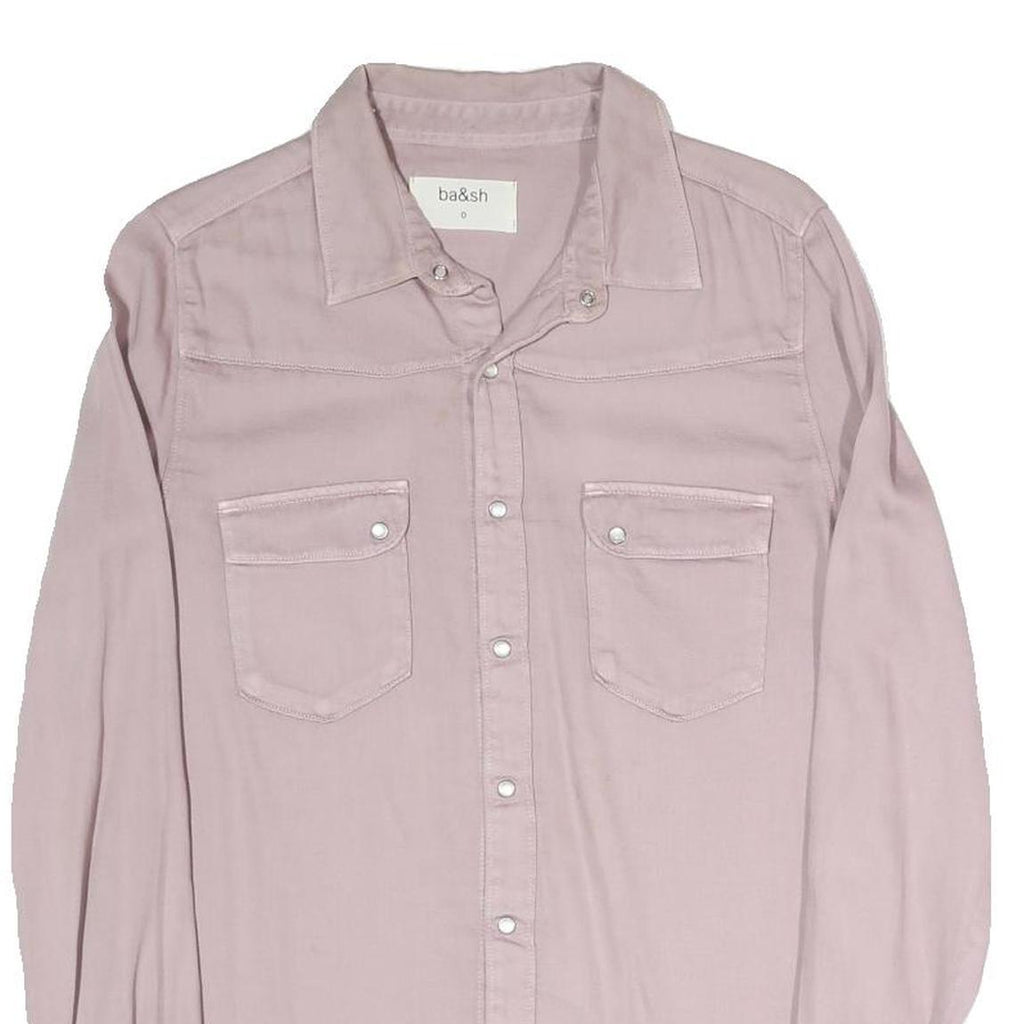 BA&SH Mens Pink Pastel Cotton Blend Shirt S Casual Button-Up Long Sleeve
