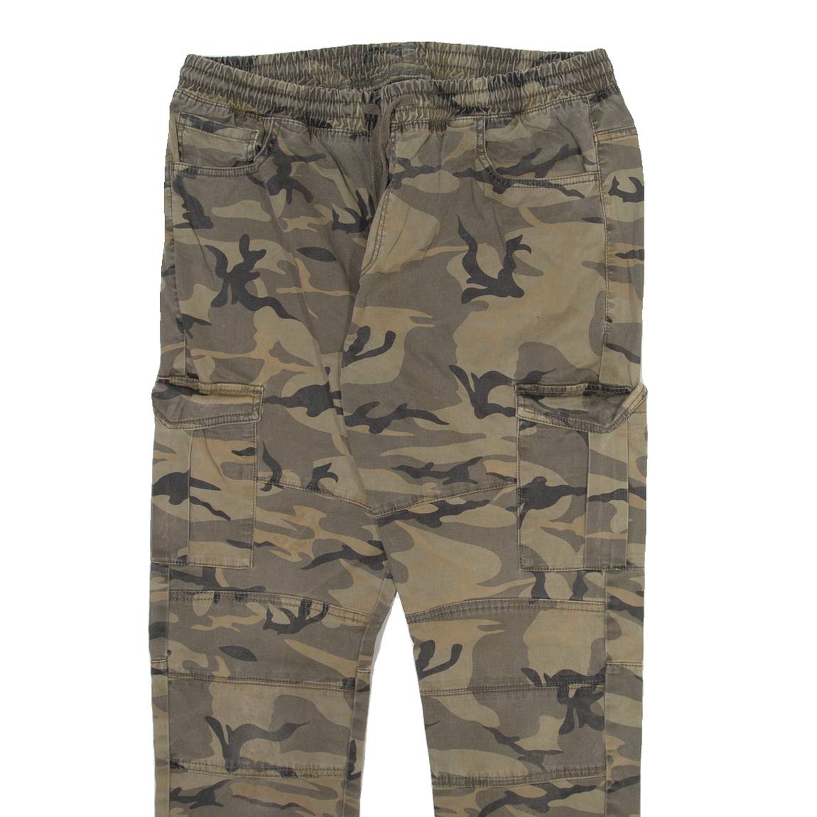 FSBN Camo Cargo Mens Trousers Beige Relaxed Tapered W32 L28