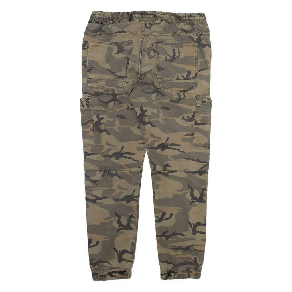 FSBN Camo Cargo Mens Trousers Beige Relaxed Tapered W32 L28