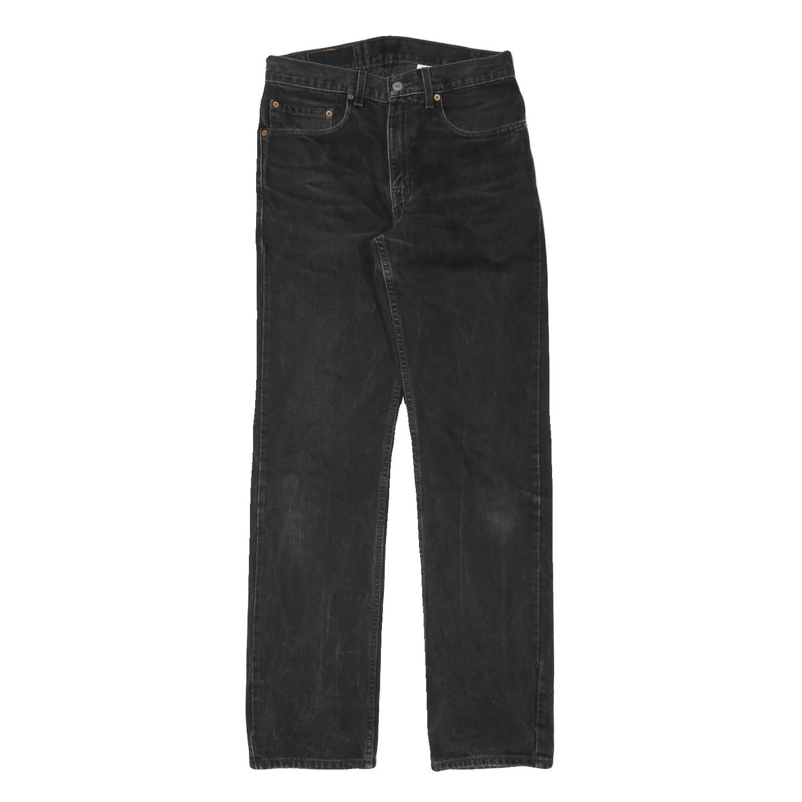LEVI'S 505 Mens Jeans Black Regular Straight Denim Medium W30 L33 Zip Closure