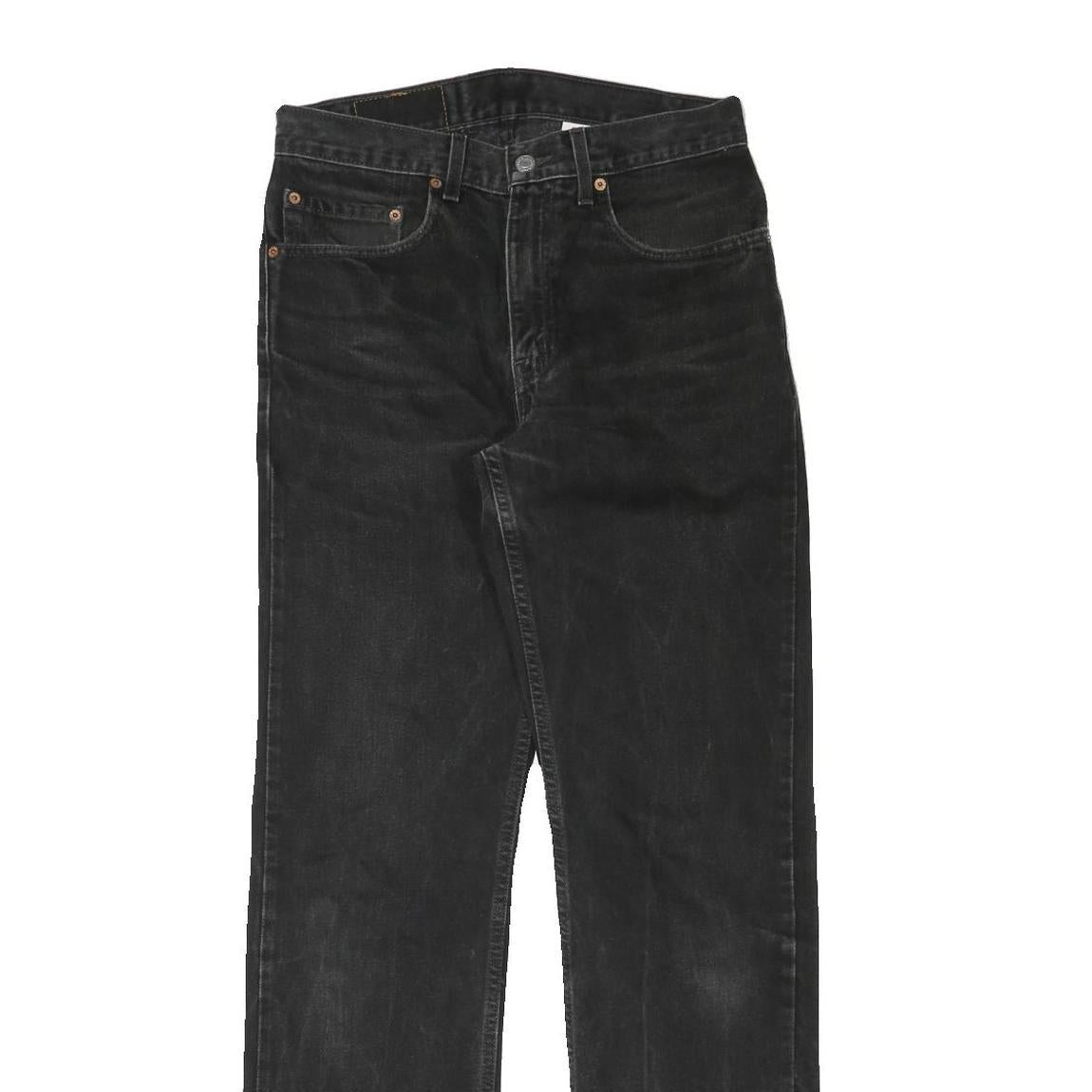 LEVI'S 505 Mens Jeans Black Regular Straight Denim Medium W30 L33 Zip Closure