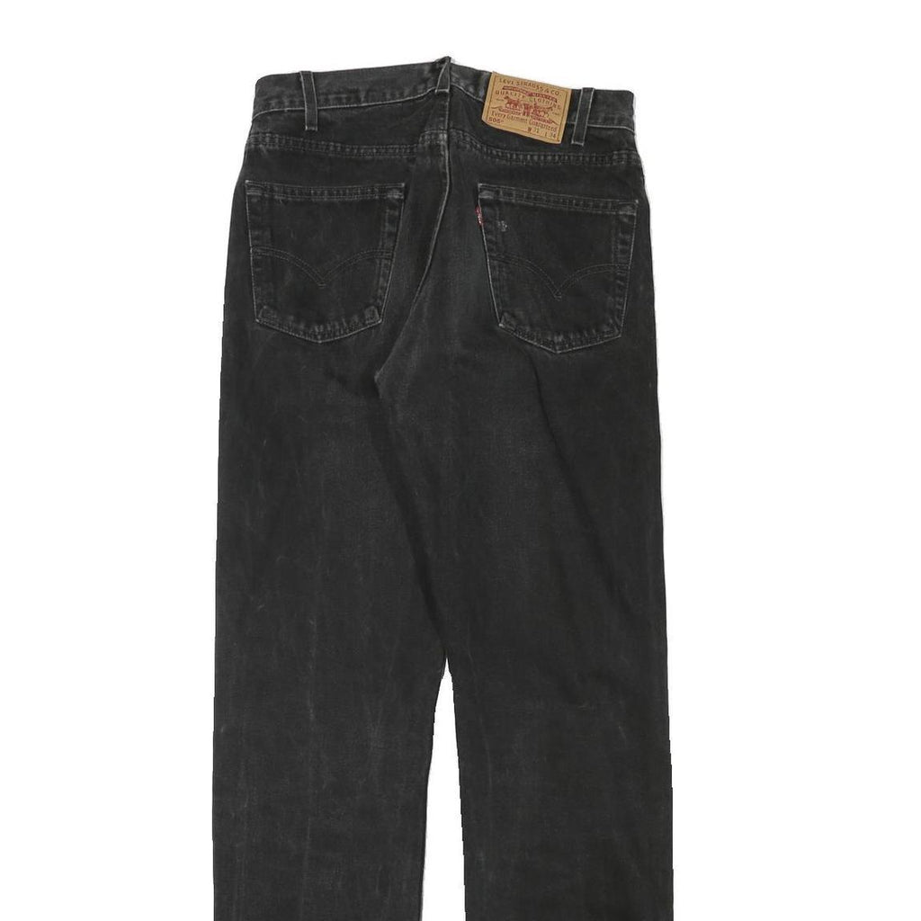 LEVI'S 505 Mens Jeans Black Regular Straight Denim Medium W30 L33 Zip Closure