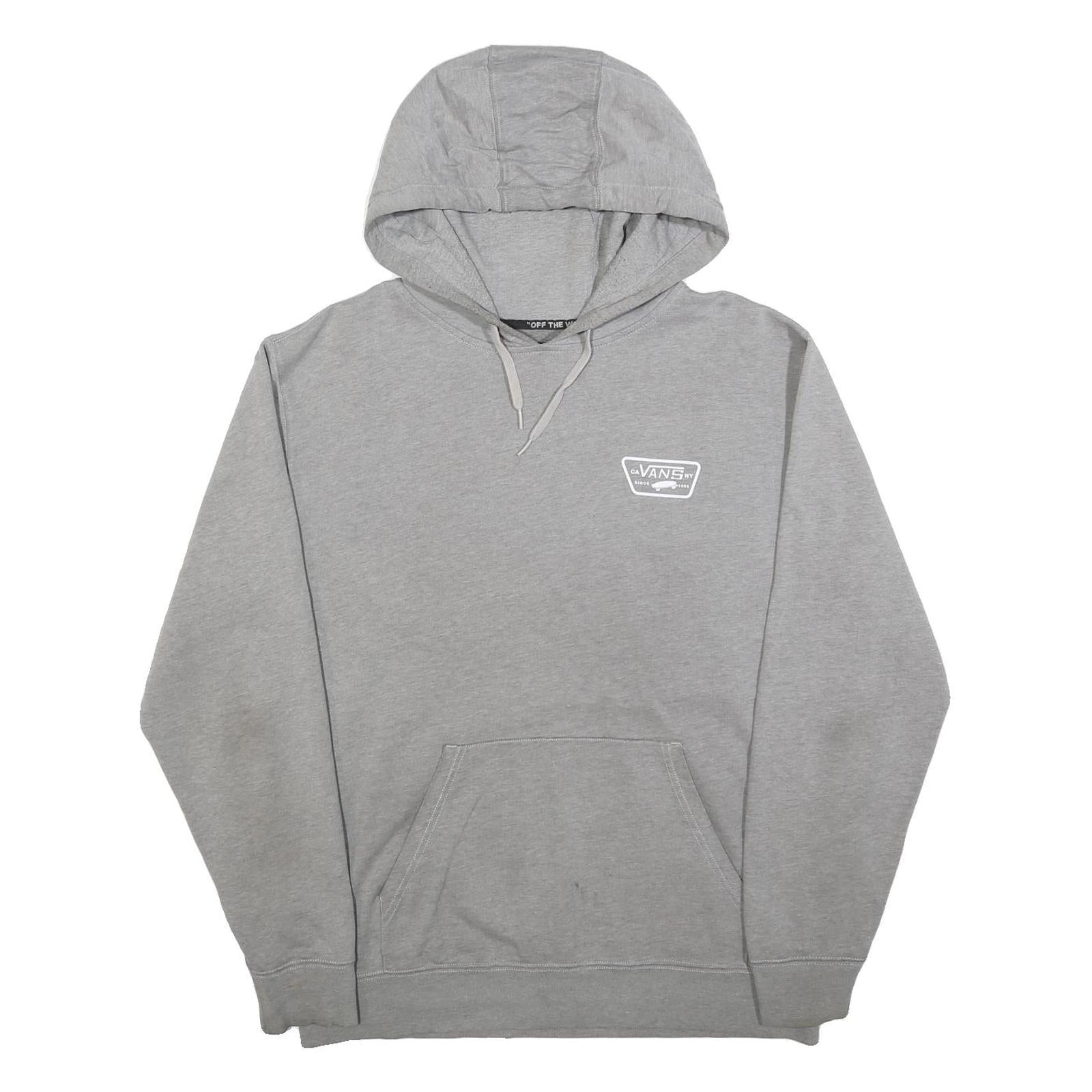 VANS Mens Grey Hoodie M Skate Logo Print Casual Cotton Blend Pullover