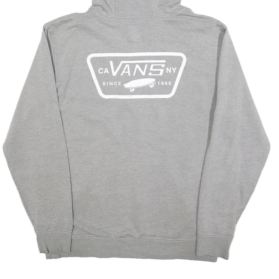 VANS Mens Grey Hoodie M Skate Logo Print Casual Cotton Blend Pullover