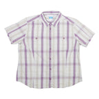 COLUMBIA Womens White & Purple Checked Shirt XL Cotton Blend Casual Summer