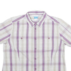 COLUMBIA Womens White & Purple Checked Shirt XL Cotton Blend Casual Summer