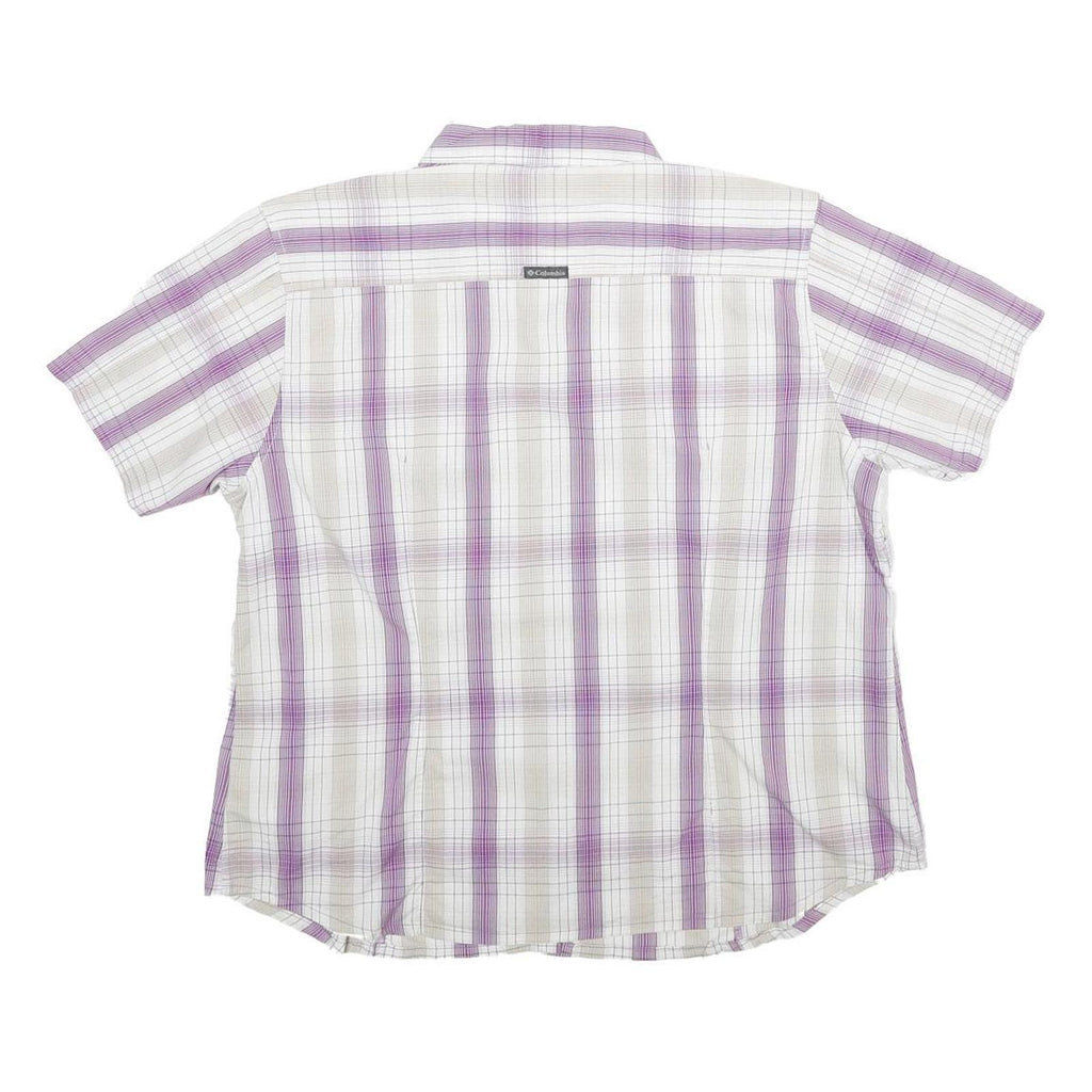 COLUMBIA Womens White & Purple Checked Shirt XL Cotton Blend Casual Summer