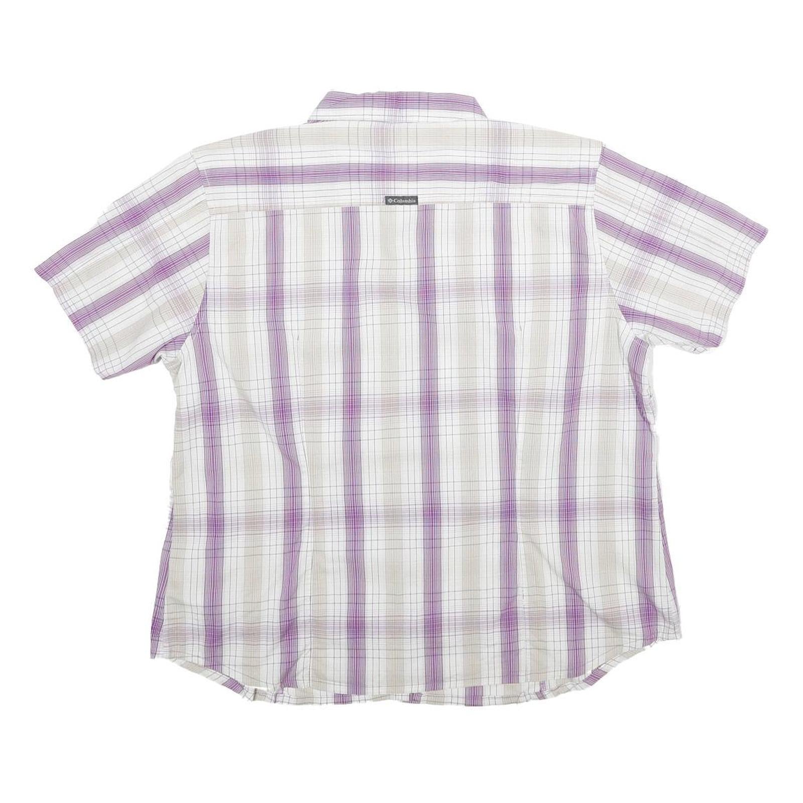 COLUMBIA Womens White & Purple Checked Shirt XL Cotton Blend Casual Summer