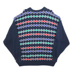 H20 Mens Navy Blue Patterned Cotton Jumper Crew Neck Basic Knit XL Casual Wear