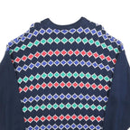 H20 Mens Navy Blue Patterned Cotton Jumper Crew Neck Basic Knit XL Casual Wear