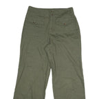 Womens Cotton Green Regular Fit Straight Leg Trousers W29 L29 Casual Zip