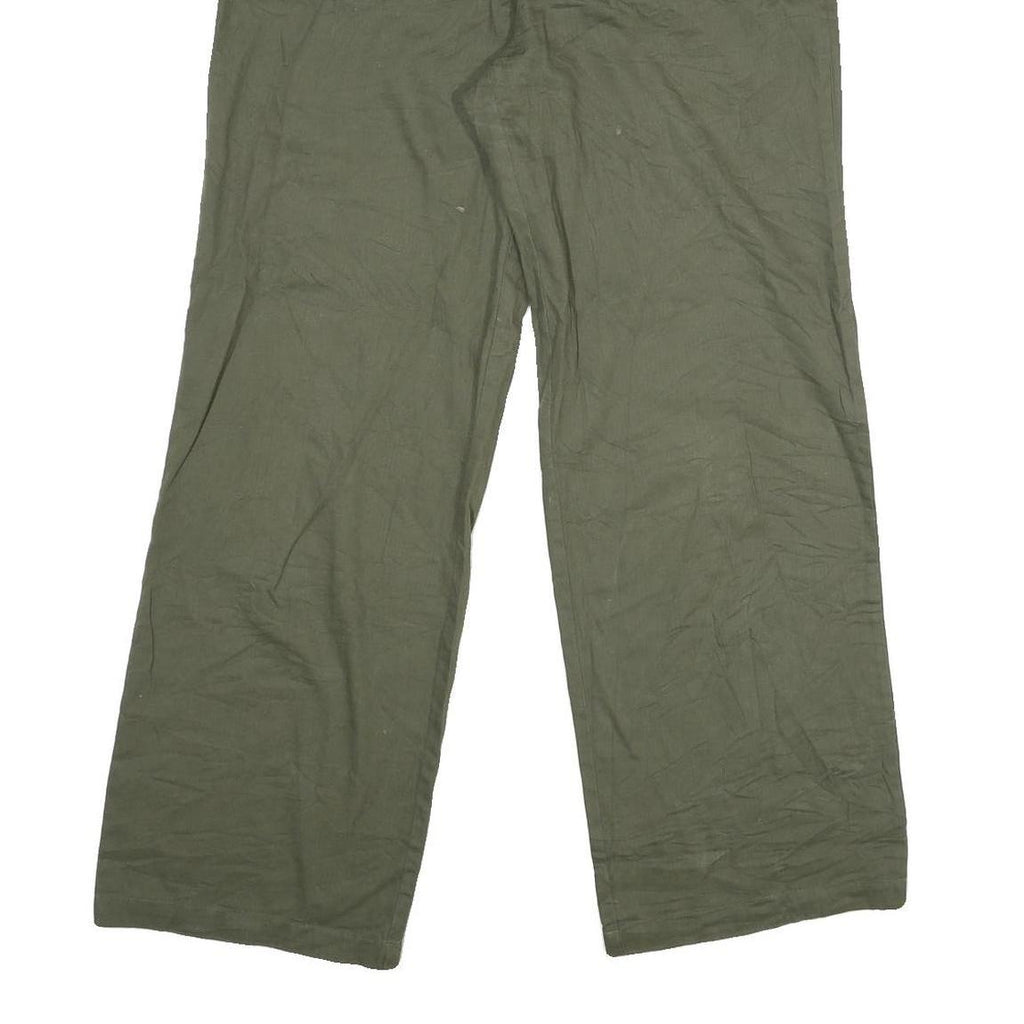 Womens Cotton Green Regular Fit Straight Leg Trousers W29 L29 Casual Zip