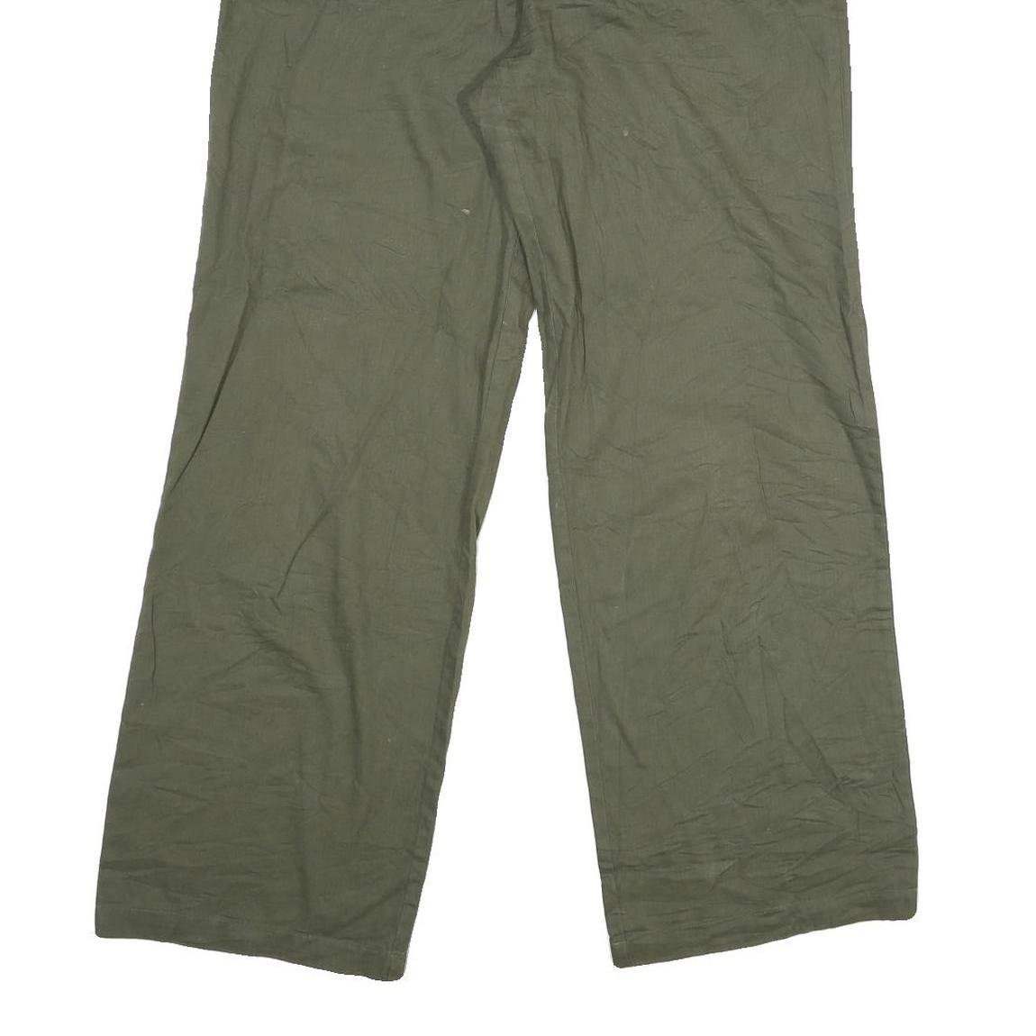 Womens Cotton Green Regular Fit Straight Leg Trousers W29 L29 Casual Zip