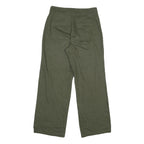 Womens Cotton Green Regular Fit Straight Leg Trousers W29 L29 Casual Zip