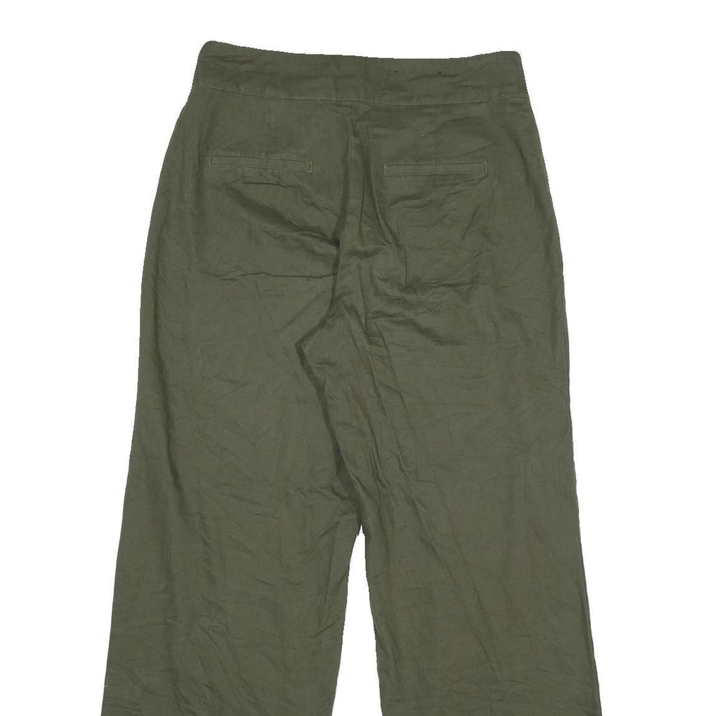 Womens Cotton Green Regular Fit Straight Leg Trousers W29 L29 Casual Zip