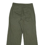 Womens Cotton Green Regular Fit Straight Leg Trousers W29 L29 Casual Zip