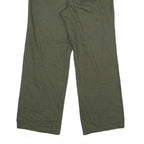 Womens Cotton Green Regular Fit Straight Leg Trousers W29 L29 Casual Zip