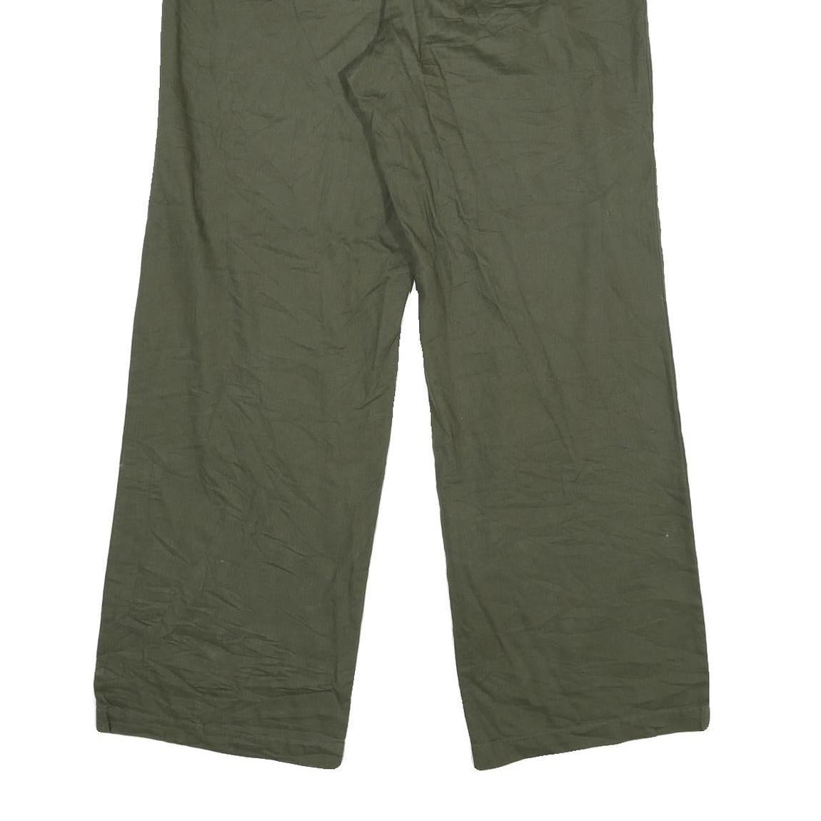 Womens Cotton Green Regular Fit Straight Leg Trousers W29 L29 Casual Zip