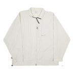 REEBOK Mens White Nylon Zip Jacket L Lightweight Sports Casual Outerwear