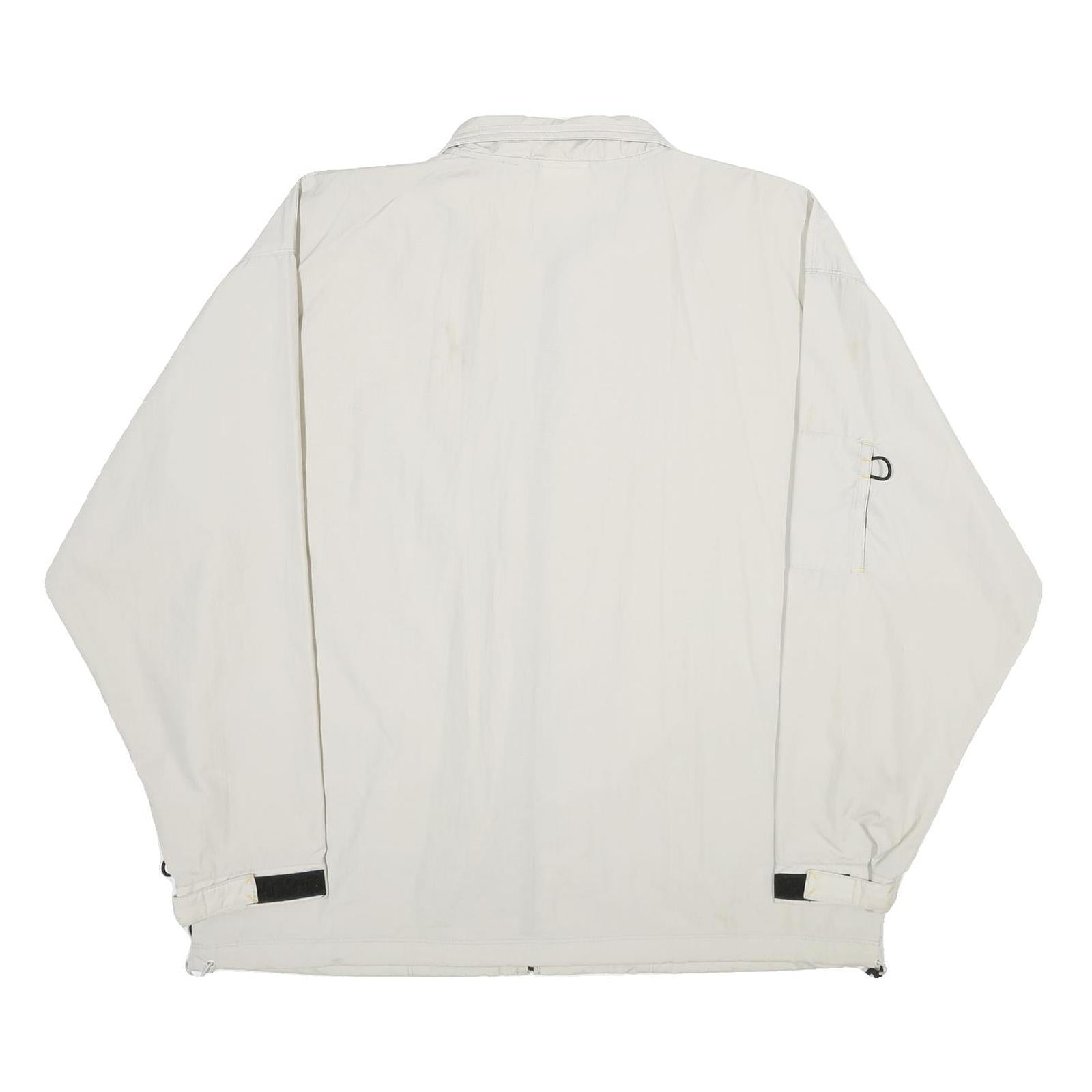 REEBOK Mens White Nylon Zip Jacket L Lightweight Sports Casual Outerwear