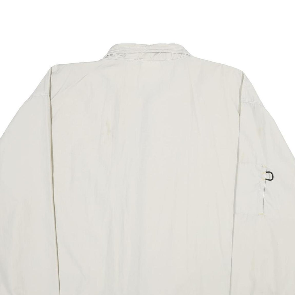 REEBOK Mens White Nylon Zip Jacket L Lightweight Sports Casual Outerwear