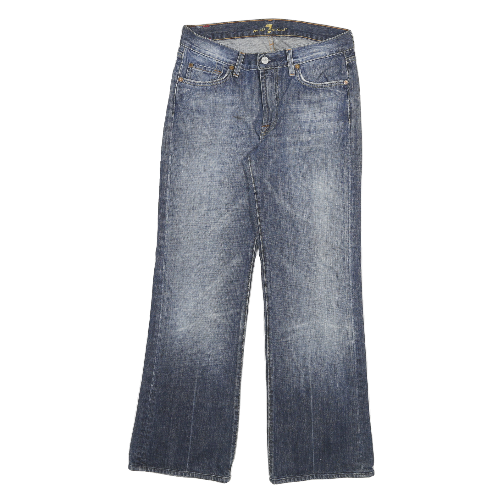 7 FOR ALL MANKIND Womens Regular Fit Blue Denim Flared Cotton Blend W29 L28