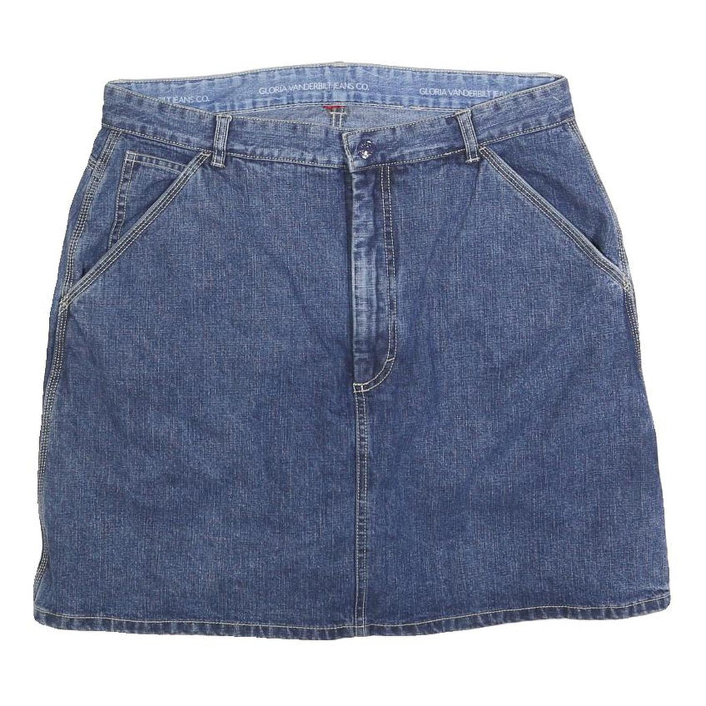 Gloria Vanderbilt Womens Blue Denim Mini Cotton Blend Skort L Pockets Zip Casual