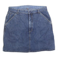 Gloria Vanderbilt Womens Blue Denim Mini Cotton Blend Skort L Pockets Zip Casual