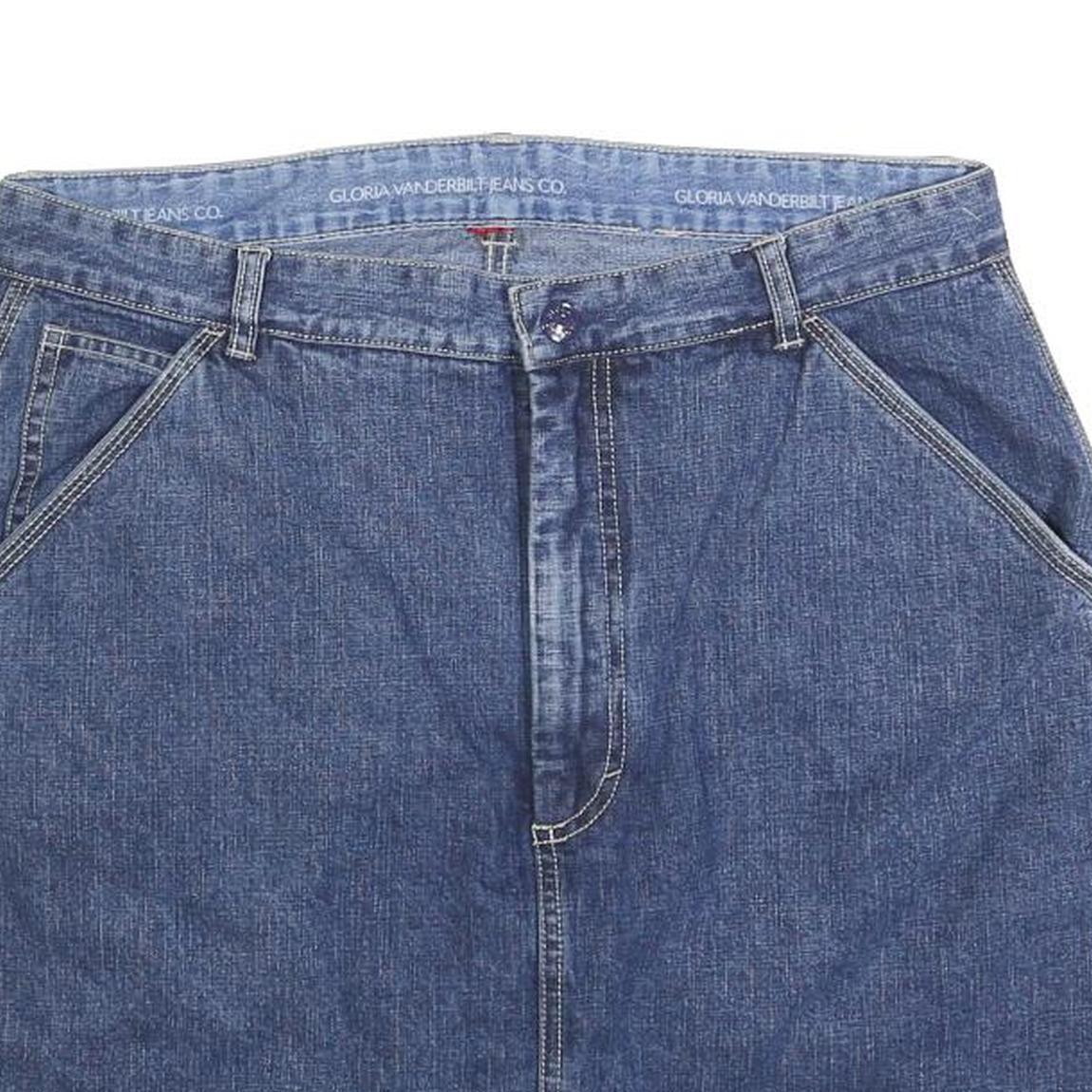 Gloria Vanderbilt Womens Blue Denim Mini Cotton Blend Skort L Pockets Zip Casual