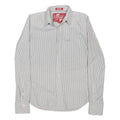SUPERDRY Mens White & Grey Striped Shirt M Button Down Cotton Casual