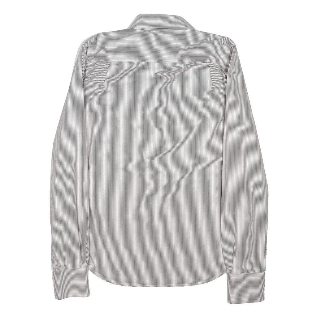 SUPERDRY Mens White & Grey Striped Shirt M Button Down Cotton Casual
