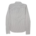 SUPERDRY Mens White & Grey Striped Shirt M Button Down Cotton Casual
