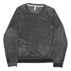 OVS Womens Black Velvet Patterned Jumper Round Neck Basic Knit Size S Heart
