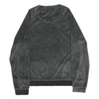 OVS Womens Black Velvet Patterned Jumper Round Neck Basic Knit Size S Heart
