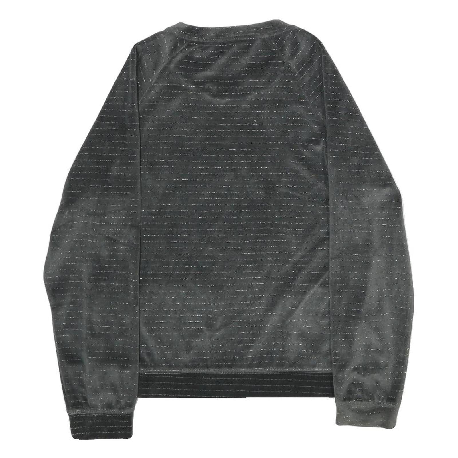 OVS Womens Black Velvet Patterned Jumper Round Neck Basic Knit Size S Heart