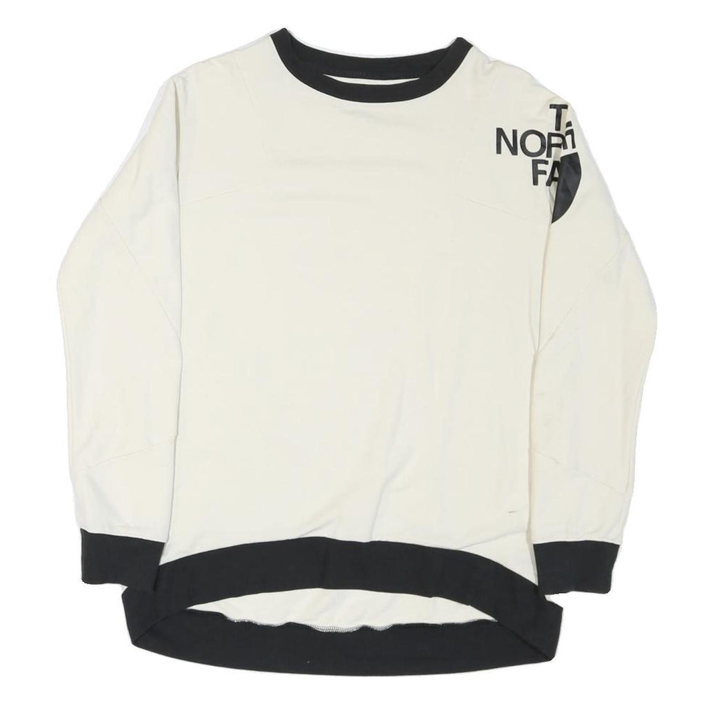 THE NORTH FACE Womens White & Black Crew Neck S Cotton Blend Sweatshirt Outdoor