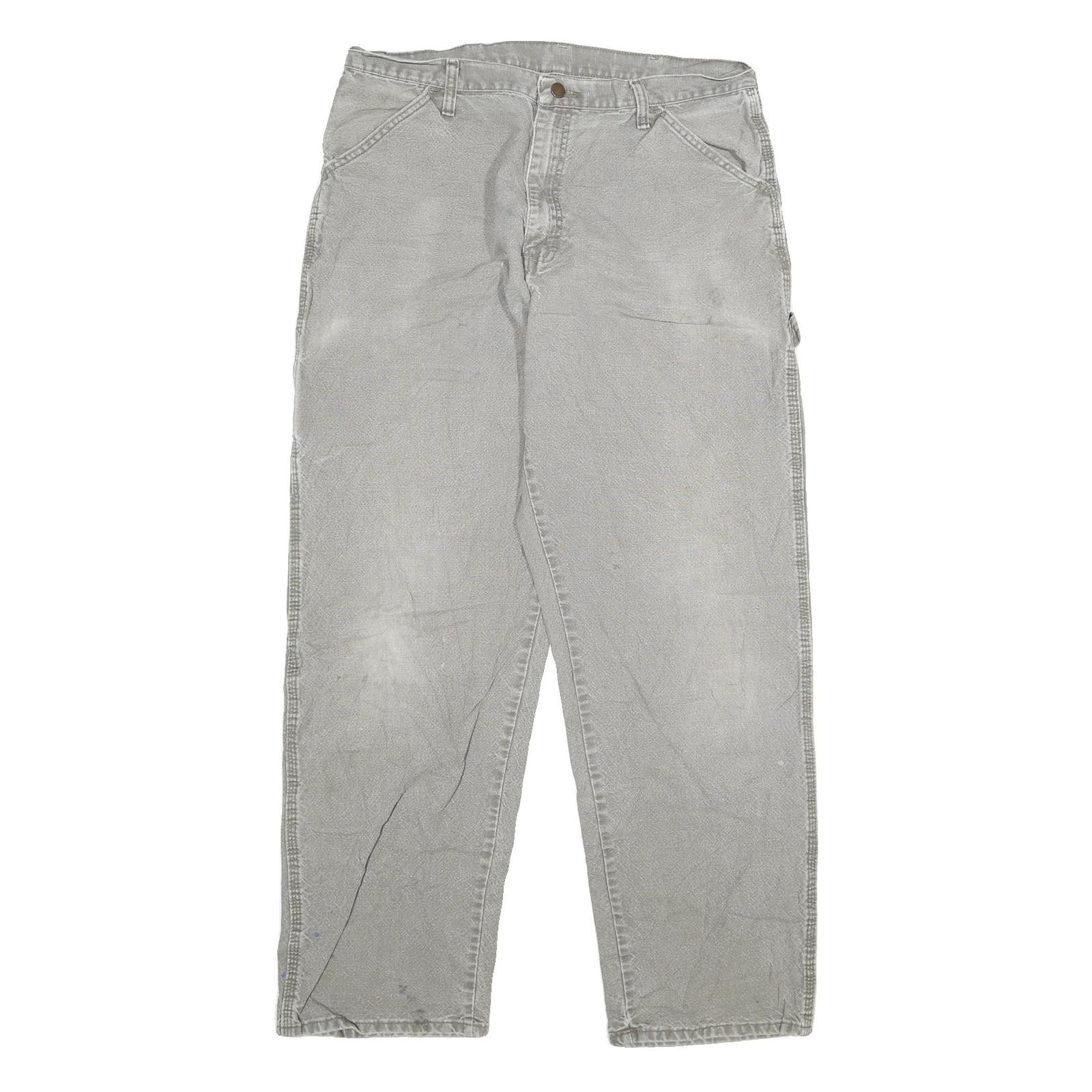 DICKIES Mens Jeans Grey Regular Straight Denim W34 L33 Workwear Zip Closure