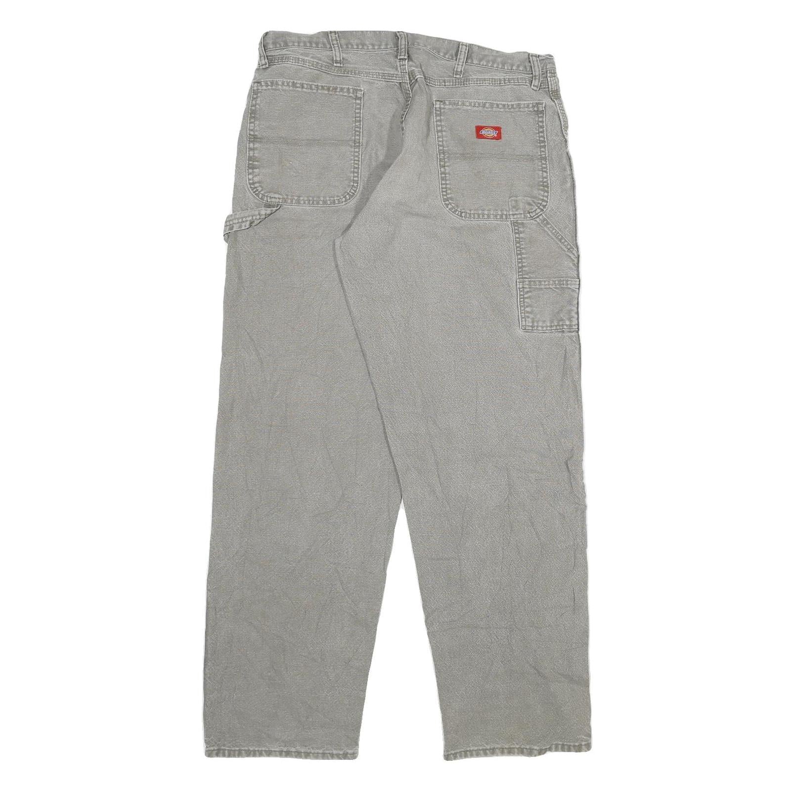 DICKIES Mens Jeans Grey Regular Straight Denim W34 L33 Workwear Zip Closure