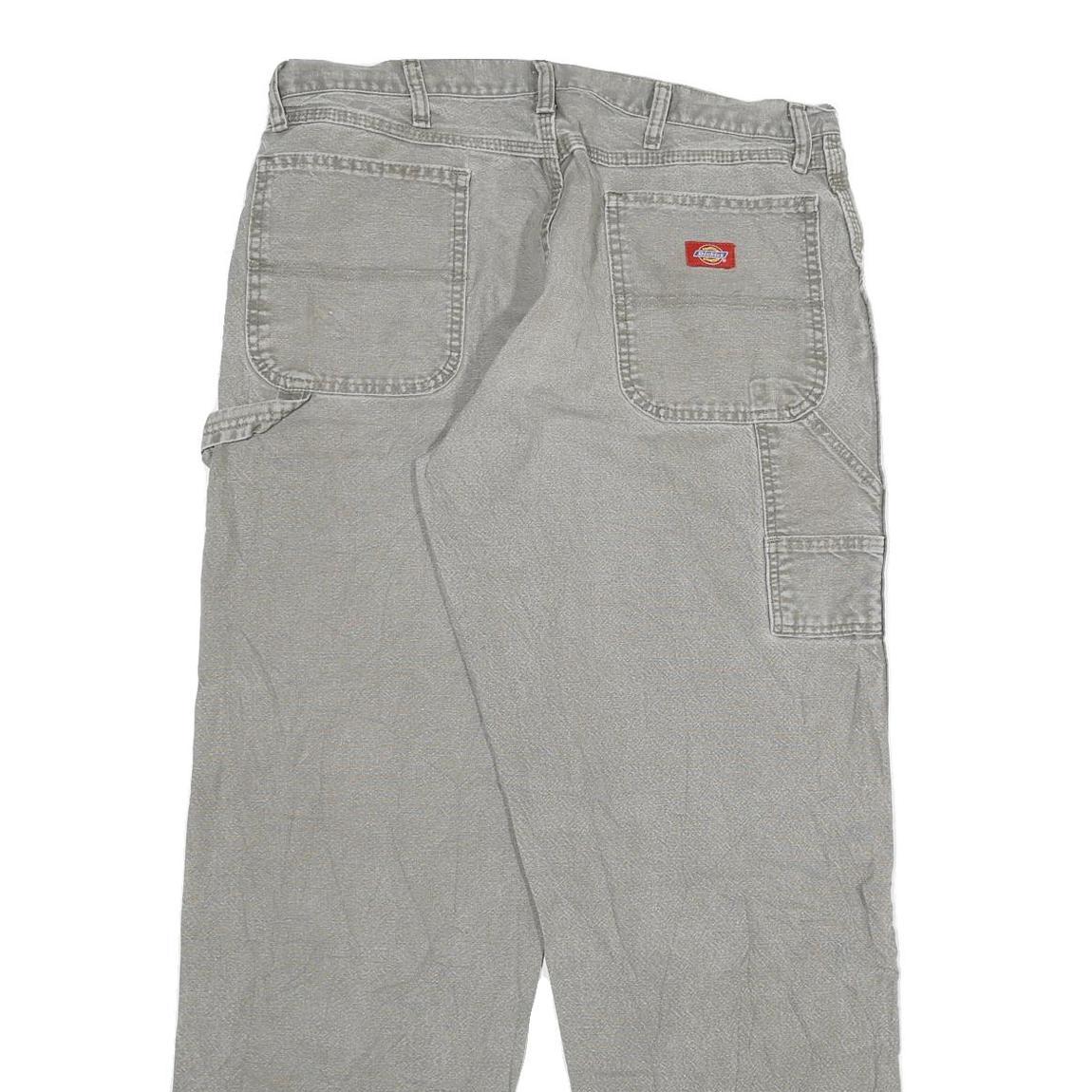 DICKIES Mens Jeans Grey Regular Straight Denim W34 L33 Workwear Zip Closure