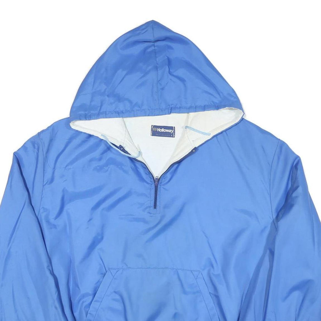 HOLLOWAY Mens Blue Bexley Softball Zip Hooded Jacket L Polyester Woven Casual