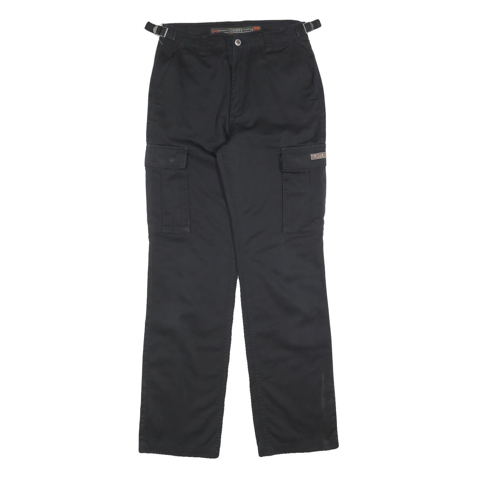 TEDDYS Womens Cotton Blend Black Regular Fit Casual Trousers W28 L32 Utility