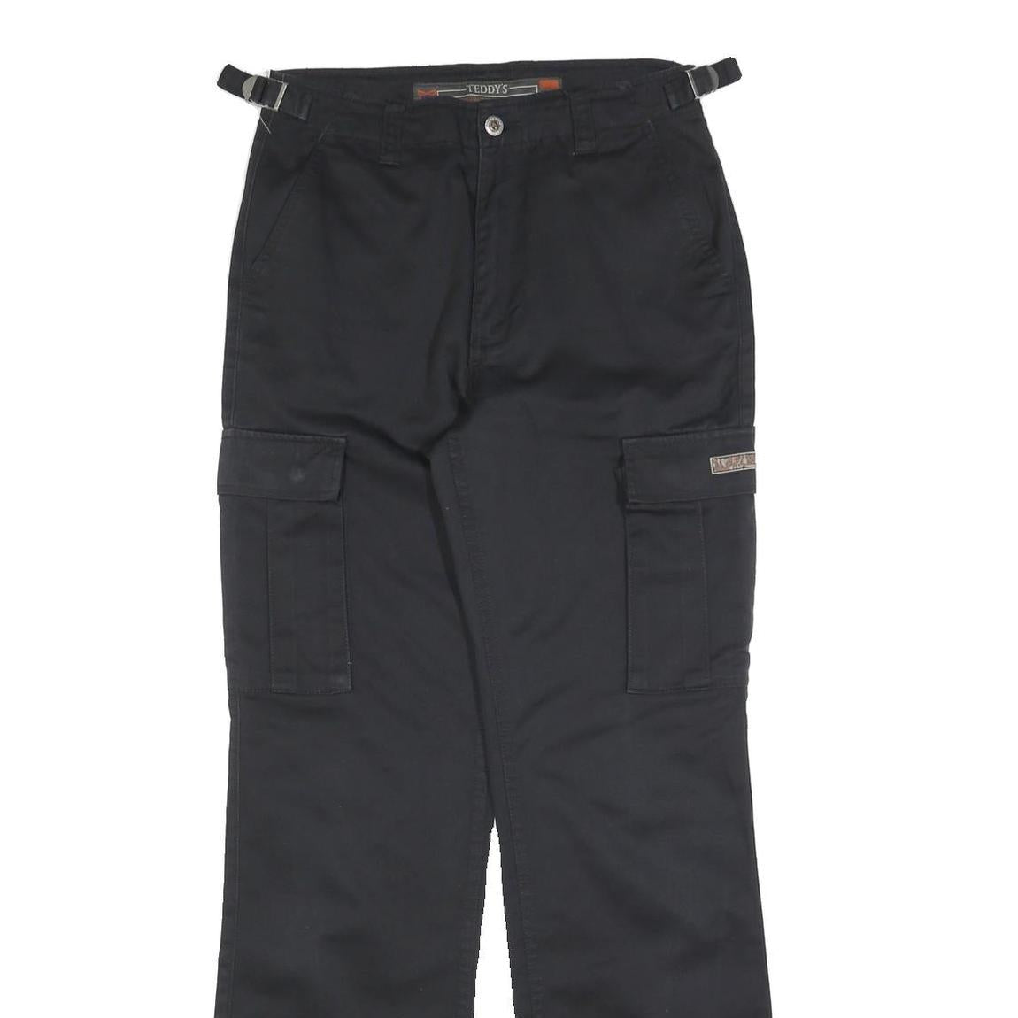 TEDDYS Womens Cotton Blend Black Regular Fit Casual Trousers W28 L32 Utility