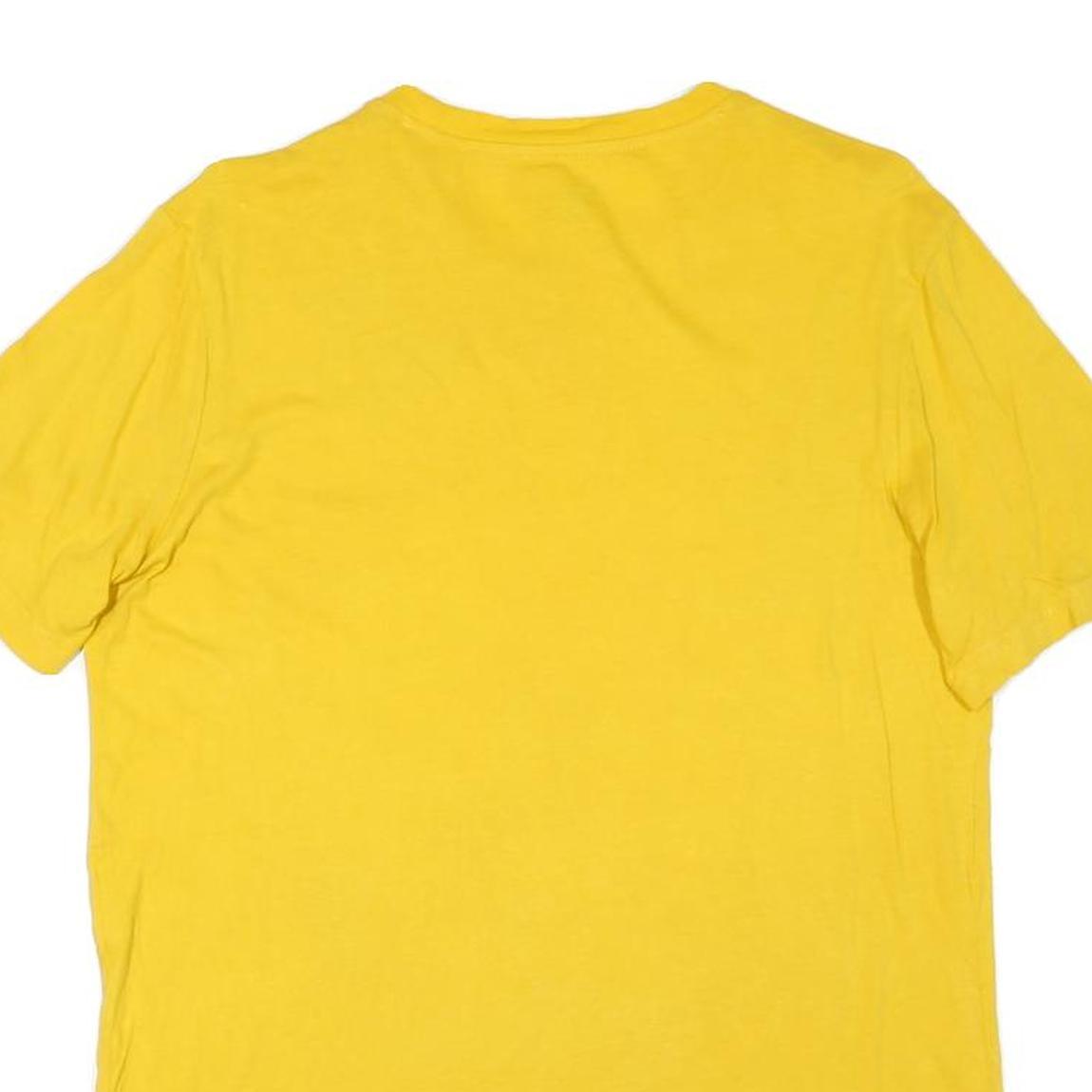 REEBOK Mens Yellow Cotton Blend Graphic T-Shirt S Short Sleeve Crew Neck Logo