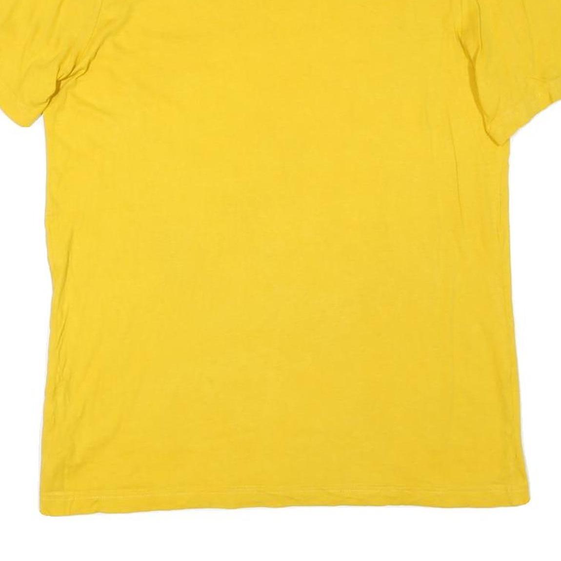 REEBOK Mens Yellow Cotton Blend Graphic T-Shirt S Short Sleeve Crew Neck Logo