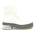 CHARLES & KEITH Womens Ankle Boots White & Black Leather UK 2 Chunky Sole