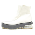 CHARLES & KEITH Womens Ankle Boots White & Black Leather UK 2 Chunky Sole