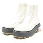 CHARLES & KEITH Womens Ankle Boots White & Black Leather UK 2 Chunky Sole