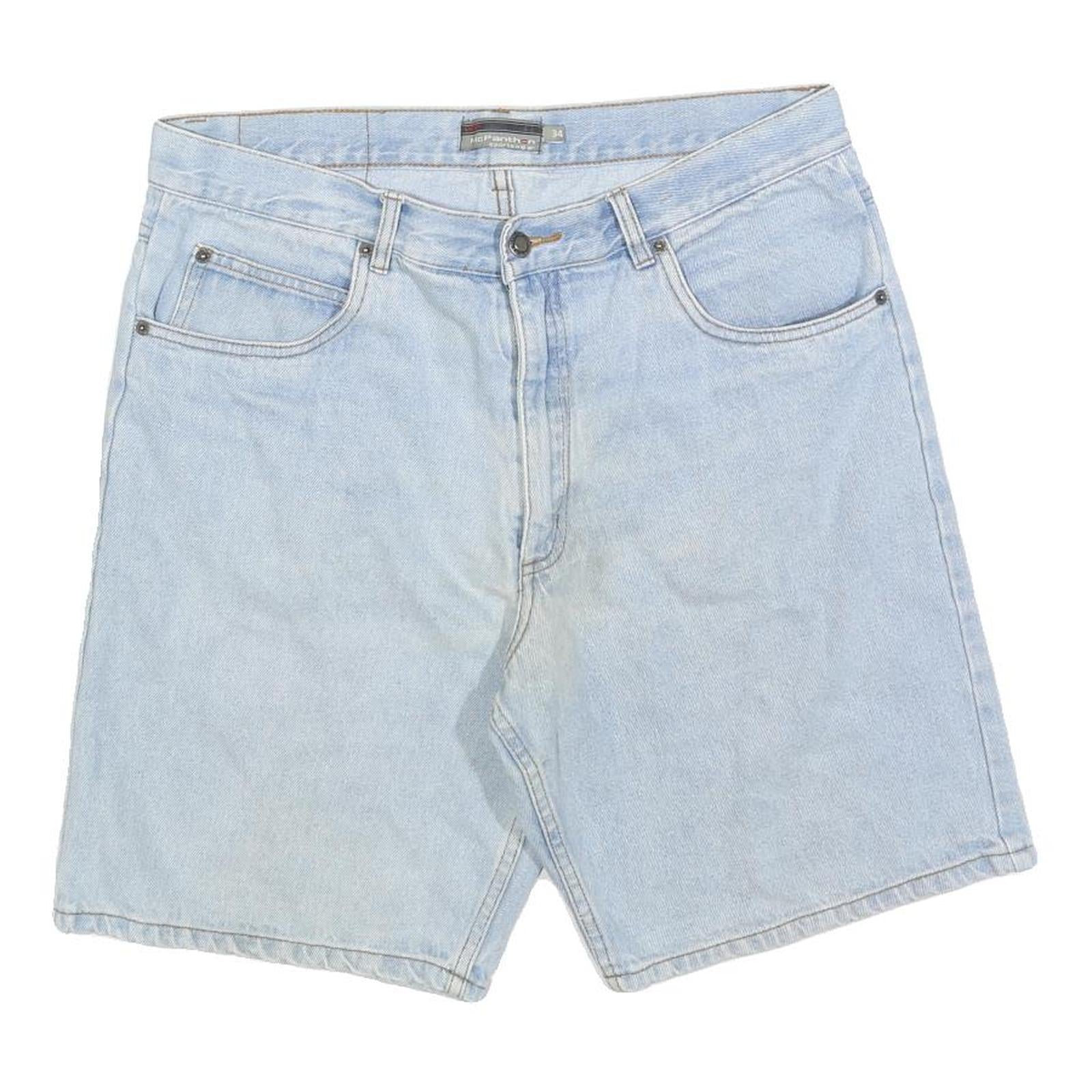 MCPANTHON Mens Shorts Blue Denim L W34 Casual Cotton Summer
