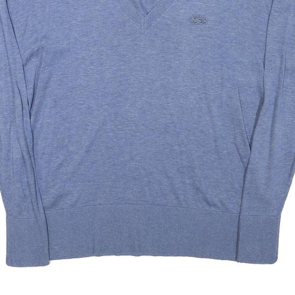 CALVIN KLEIN Womens Blue Plain Cotton Blend Jumper V-Neck Regular S Lightweight